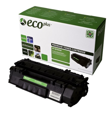 EcoPlus Black Toner Cartridge compatible with the HP (HP 53A) Q7553A