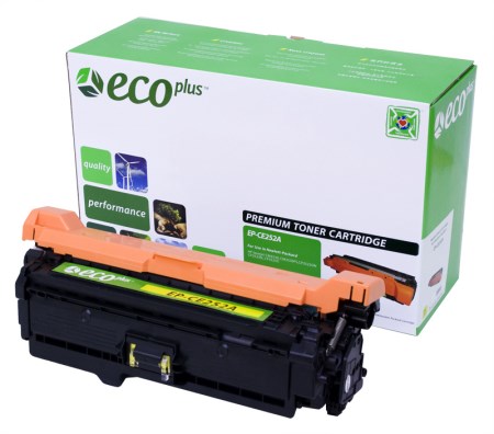 EcoPlus Yellow Toner Cartridge compatible with the HP CE252A