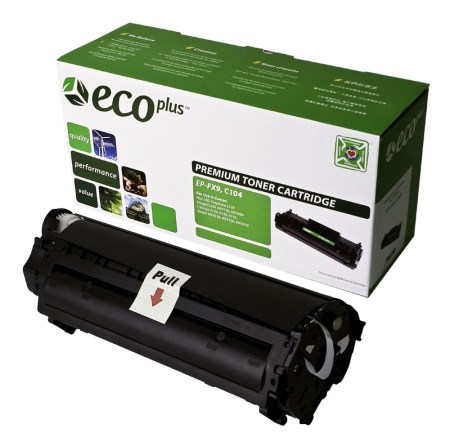 EcoPlus Black Laser/Fax Toner compatible with the Canon FX9, FX10, Canon104 0263B001A