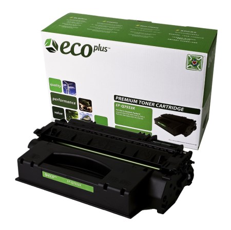 EcoPlus Jumbo Capacity Black  Toner Cartridge compatible with the HP  Q7553X